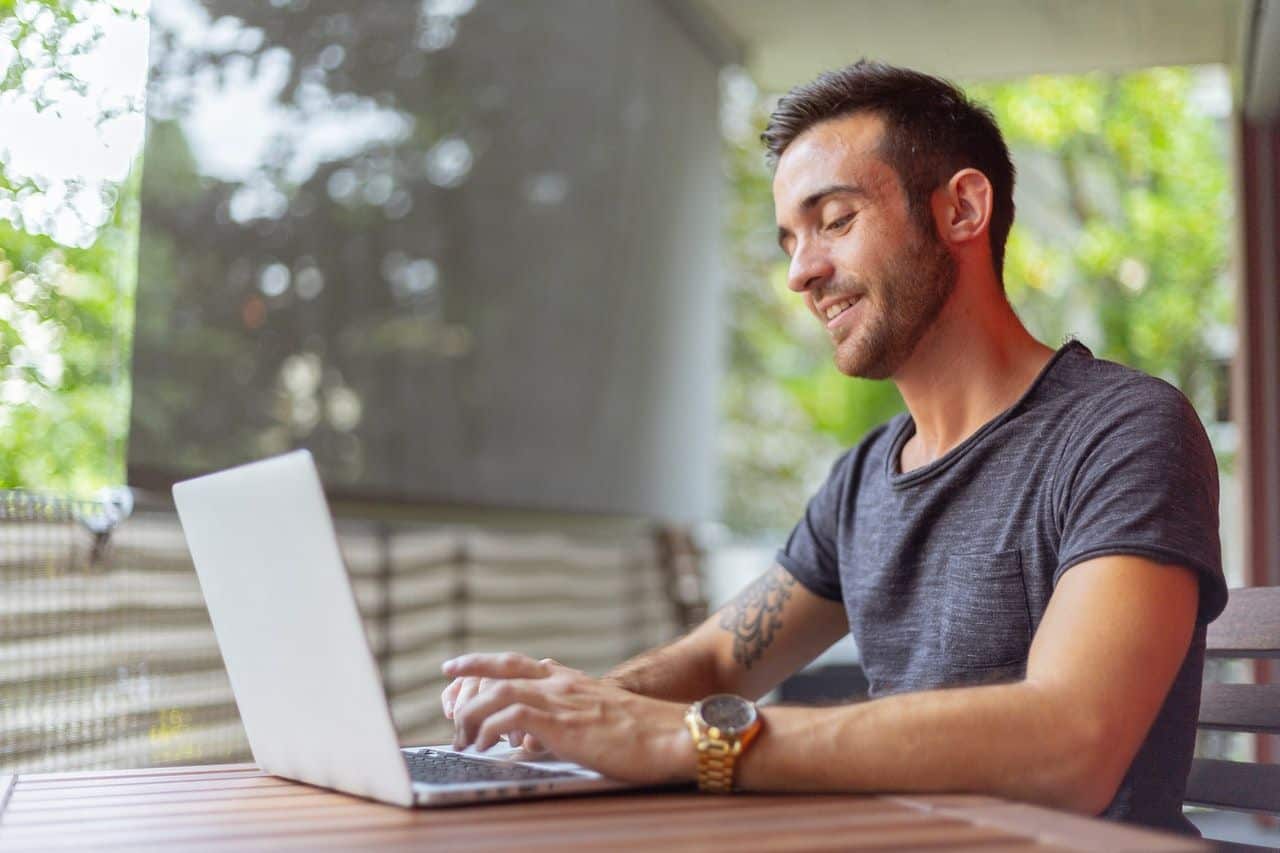 man working on laptop