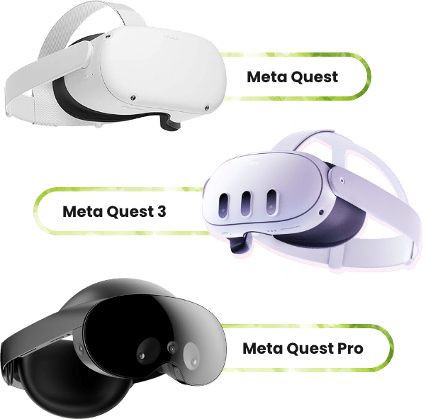 3 different meta quest headsets